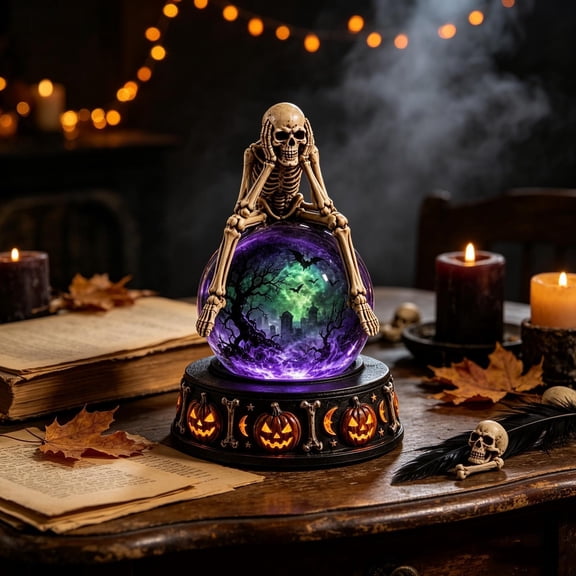 Tepsmf Halloween Crystal Ball Decoration Spooky Fortune Orb Tabletop Ornament Scary Prop For Home Party Desktop Display