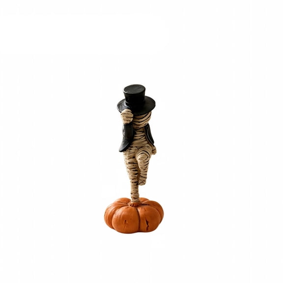 Tepsmf Halloween Decor, Cute Dancing Mummy Pumpkin Statue, Spooky Fall Desktop Figurine for Shelf Table Party Layout