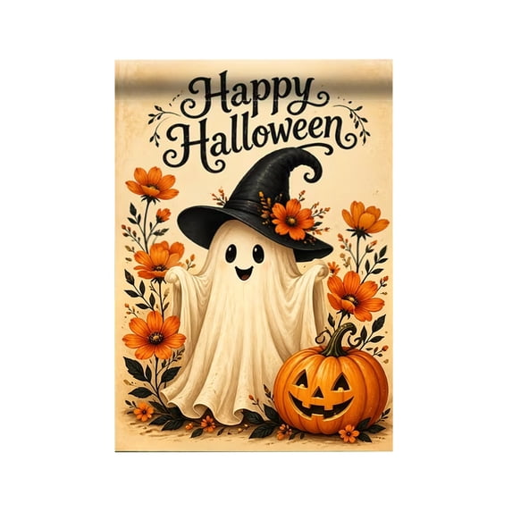 Tepsmf Halloween Garden Flag Outdoor Decoration Double Sided Banner with Flagpole Yard Lawn Welcome Sign