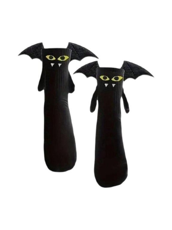 Tepsmf Halloween Ghost and Devil Socks Cotton-Lined Mid-Calf Novelty Socks for Parties Fall Spring