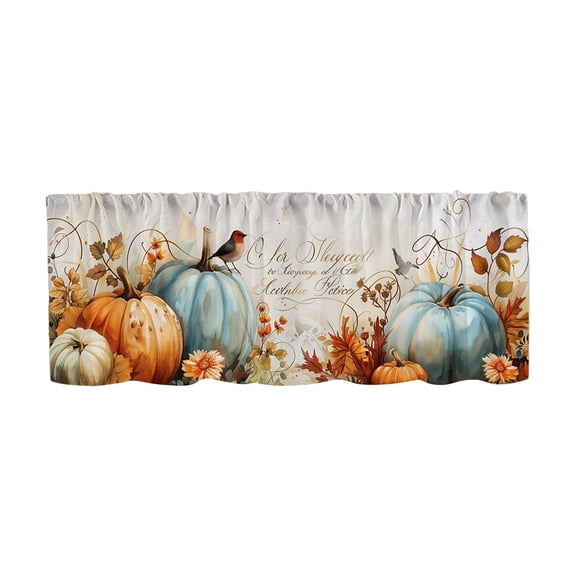 Tepsmf Halloween Kitchen Tier Curtains 2D Printed Short Window Valance Spooky Pumpkin Ghost Decor for Dining Room Holiday House
