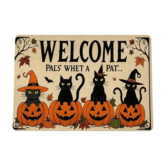 Tepsmf Halloween Pumpkin Ghost Decorative Floor Mat Spooky Welcome Doormat for Front Door Indoor Entryway Porch Fall Holiday House Decor