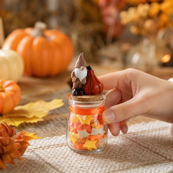 Tepsmf Halloween Pumpkin Glass Jar Candy Storage Container with Lid Small Gift Treat Holder Holiday Decor Prop