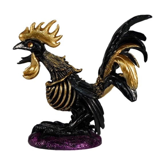 Tepsmf Halloween Skull Rooster Decorative Item, Spooky Animal Figurine for Tabletop Shelf and Holiday Display