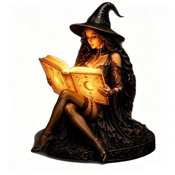Tepsmf Halloween Witch Spell Book Night Light Desktop Ornament LED Gothic Decorative Tabletop Display for Spooky Bedroom Home Decor