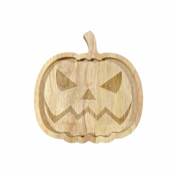 Tepsmf Halloween Wooden Pumpkin Tray, Decorative Serving Platter, Gothic Snack Candy Holder for Spooky Party Table Centerpiece Home Kitchen Decor