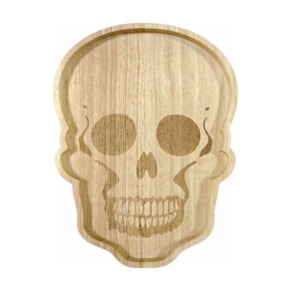 Tepsmf Halloween Wooden Skeleton Tray, Decorative Serving Platter, Gothic Snack Candy Holder for Spooky Party Table Centerpiece Home Kitchen Decor