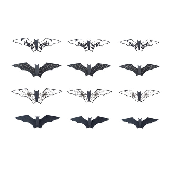 Tepsmf Hollow Bat Paper Wall Decals, 3D Stickers, Removable Decor for Window Kitchen Office Indoor Festive Scene Layout