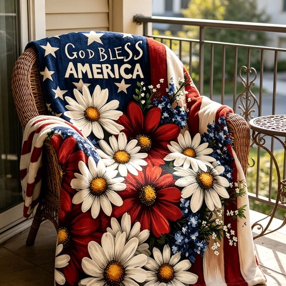 Tepsmf Independence Day Flannel Throw Blanket, Festive Patriotic Soft Warm Blanket for Home Sofa Bed Holiday Decoration