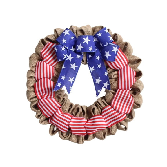 Tepsmf Independence Day Garland Home Decoration Bow Red Stripe Burlap Fabric Wall Hanging Patriotic Banner for Festival Party Living Room Decor