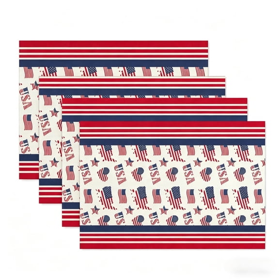 Tepsmf Independence Day Placemat Set of 4 Patriotic American Flag Table Protector Washable Star Spangled Heat Resistant Placemats for Dining Table Kitchen Home Decor