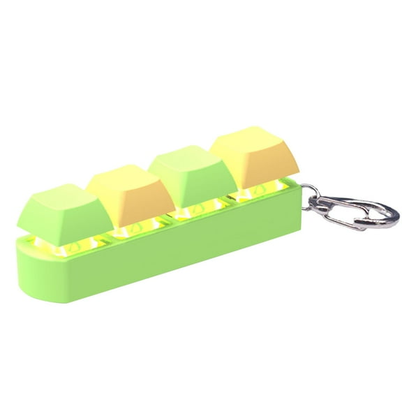 Tepsmf Keyboard Fidget Toy Keychain for Adults, 4 Button Fidget Gadget Funny Click Button Keychain, Keyboard Fidget Button, LED Light Stress Toy, Mechanical Keyboard Stress Relief Toy