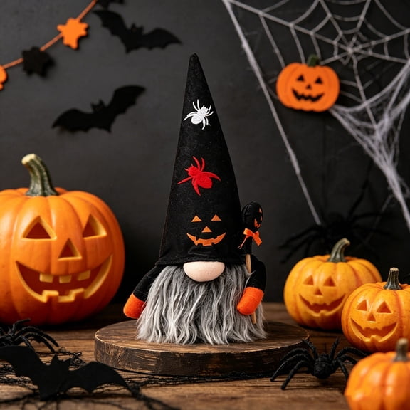 Tepsmf Light Up Halloween Gnome Ornament Glowing Faceless Dwarf With Pumpkin Wand Tabletop Decor For Halloween Party Home Tiered Tray