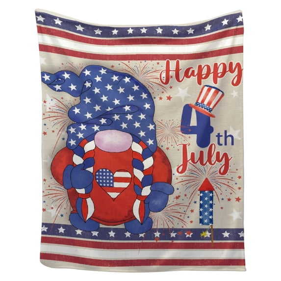 Tepsmf Patriotic Blanket, 4th of July Throw Blanket, American Flag Fleece Blanket, Small Blanket for Air Conditioned Room, Sofa, Travel
