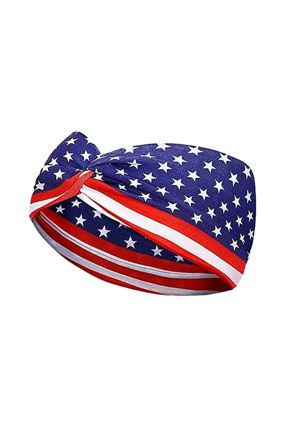 Tepsmf Patriotic USA Flag Headband Turban Head Wrap Non-Slip Hair Band for Women Sports Yoga Running Independence Day Accessories