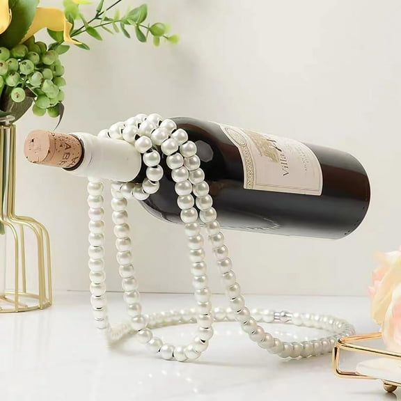 Pearl Necklace Wine Rack Suspended Red Home Decor, Wine Rack Home Desktop Decoration Light Luxury Style Ornament