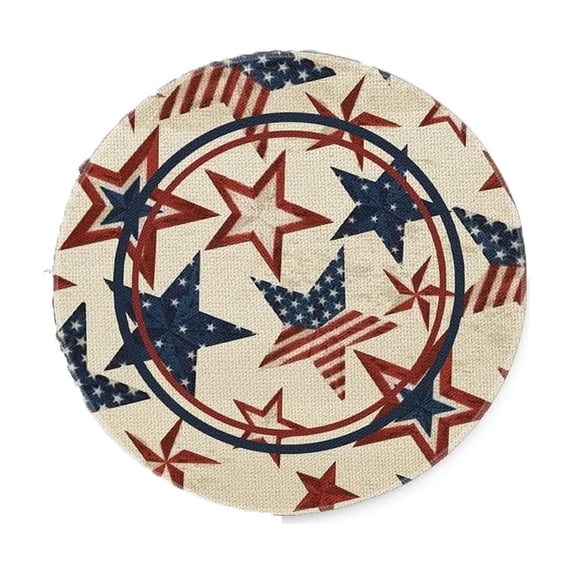 Tepsmf Round Placemats with Independence Day Prints, Patriotic Table Setting Mat, Decorative Dining Placemat for Holiday Kitchen Home Party Decoration