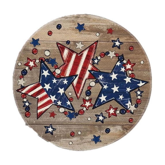 Tepsmf Round Placemats with Independence Day Prints, Patriotic Table Setting Mat, Decorative Dining Placemat for Holiday Kitchen Home Party Decoration
