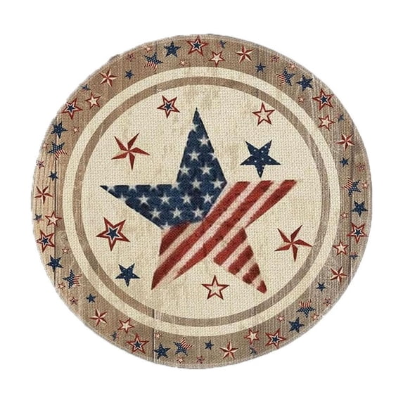 Tepsmf Round Placemats with Independence Day Prints, Patriotic Table Setting Mat, Decorative Dining Placemat for Holiday Kitchen Home Party Decoration