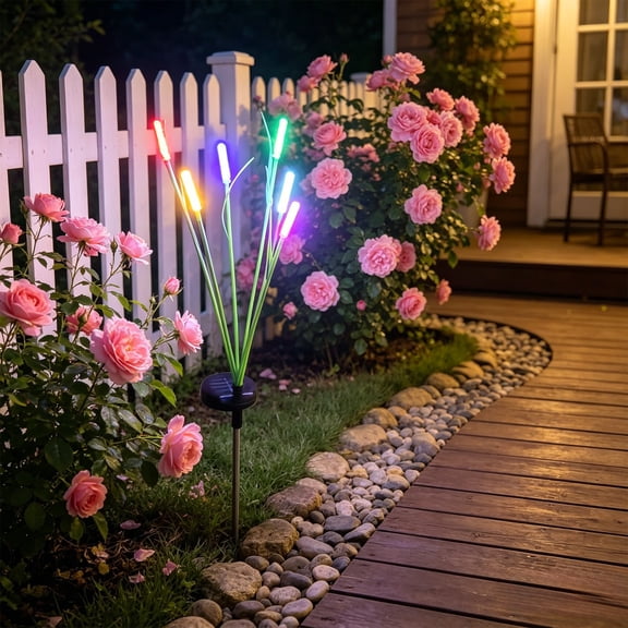 Tepsmf Solar Powered Dome Rod Light, Outdoor LED Path Light, Waterproof Garden Yard Courtyard Cane Stake Lamp