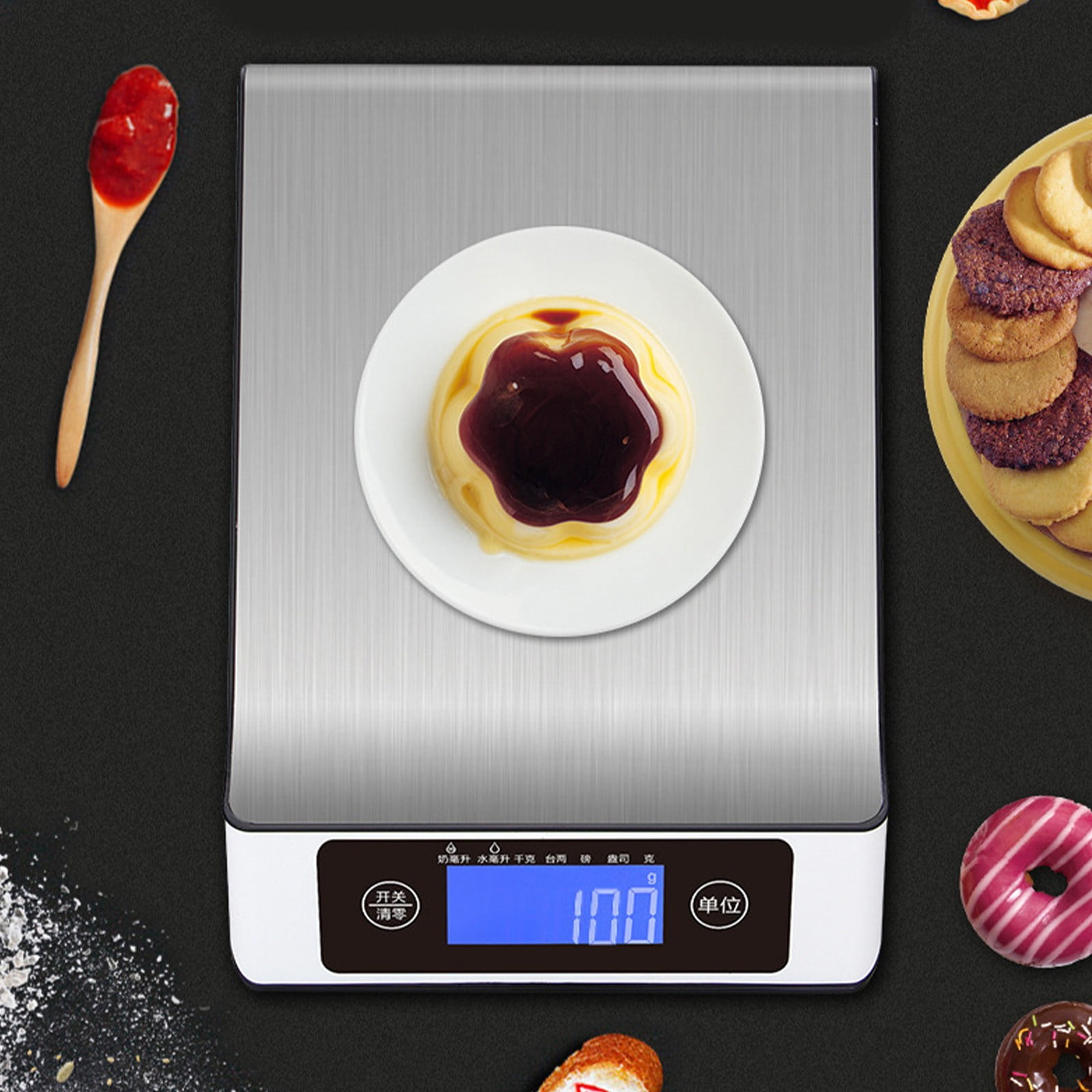 Tepsmf Stainless Steel Electronic Kitchen Scale 5kg Flatbed Ingredients