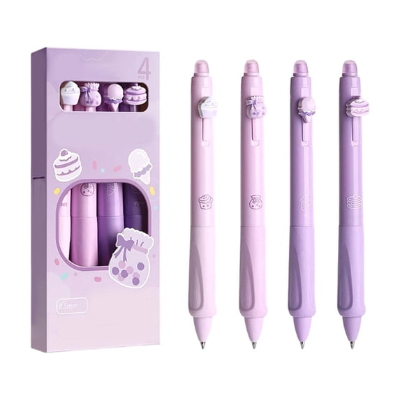Tepsmf Stylish Erasable Gel Pen Student Friendly Thermal Friction Retractable Black Push Button Fast Dry Pen 10ml 4 Pack Set