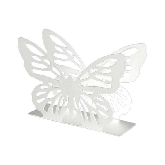Tepsmf White Butterfly Design Napkin Holder Iron Hollow Metal Tissue Shelf Table Metal Standing Napkin Dispenser for Kitchen Dining Room Coffee Bar