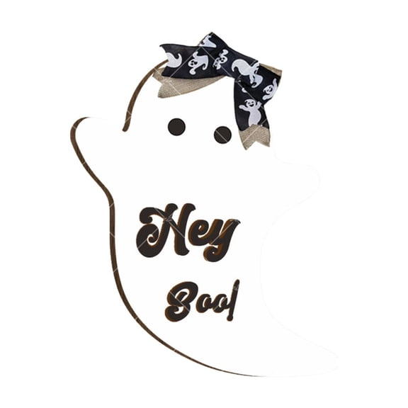 Tepsmf White Wooden Ghost Hanging Ornament Halloween Spooky Decoration Cutout Shape Wall Door Porch Decor for Home Indoor Outdoor