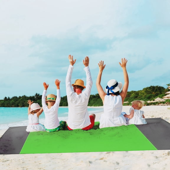 TeqHome 108x96.46in Sand Proof Picnic Blanket Water Resistant Foldable Camping Beach Mat w/ 4 Anchors 1 Carry Bag For 4-6 People
