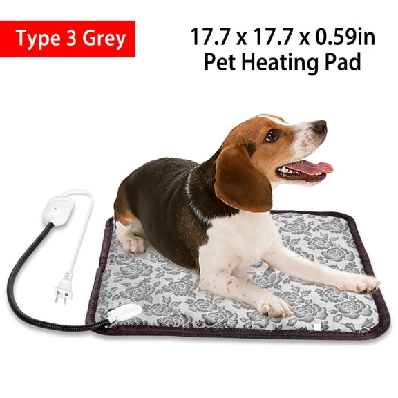 TeqHome 17.7x17.7x0.59in Electric Pet Heating Pad Adjustable Temperature Dog Cat Indoor Heating Mat Chew Resistant Cord for Cat Rabbit