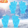 thumbnail image 1 of TeqHome 2 Pairs Winter Knit Gloves for Women and Men with Soft Acrylic Touch Screen Magic Gloves Warm Blue, 1 of 11