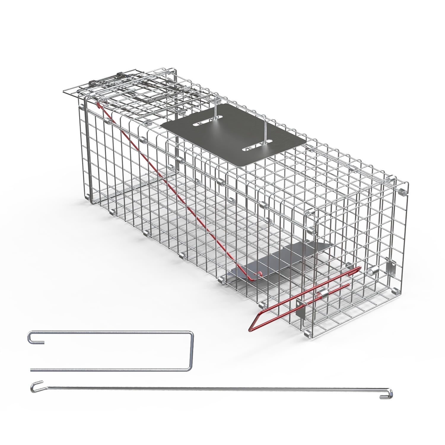 TeqHome 24" Humane Live Animal Trap Cage Catch and Release Heavy Duty Squirrel Trap Folding Raccoon Trap with Safe Carrying Handle for Squirrel Rabbits Raccoons Cats