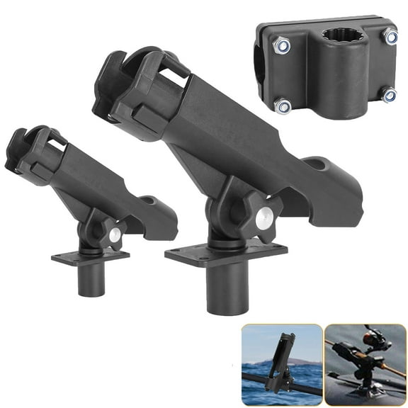 TeqHome 2PCS 360°Rotatable Kayak Boat Fishing Pole Rod Holder with Large Clamp