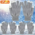 thumbnail image 1 of TeqHome 3 Pairs Winter Knit Gloves for Women and Men with Soft Acrylic Touch Screen Magic Gloves Warm Grey, 1 of 11