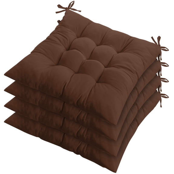 TeqHome 4 Pack 15.75 Square Soft Chair Seat Cushion, Thickened 2.37 Tatami Pads for Office, Living Room,Car,Yoga,Brown