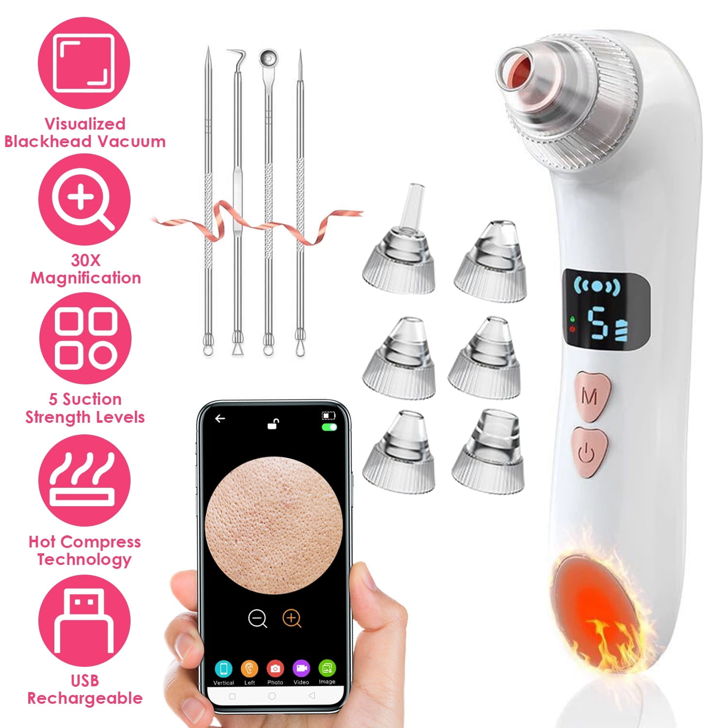 iMounTEK Pore Vacuum with Hot Compress, 30X HD Camera, USB Rechargeable ...