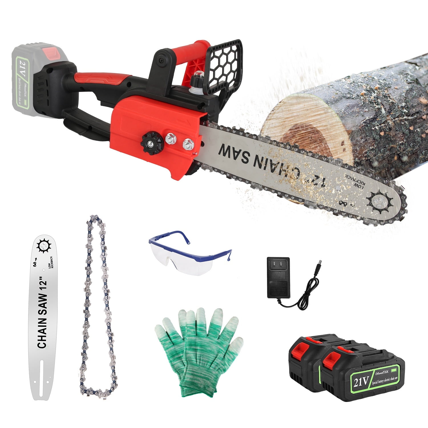 TeqHome Electric Chainsaw 12" Brushless Cordless Battery Powered Handheld Chain Saw for Tree Trimming Wood Cutting Gardening Tools for Men Dad Husband(Battery Charger Included)