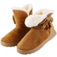 thumbnail image 1 of TeqHome Female Snow Boots with Bowknot Anti-slip Rubber Base Winter Shoes Mid-Calf Women Snow Shoes(Brown,10), 1 of 5