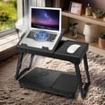 thumbnail image 1 of TeqHome Foldable Lap Desk with Fan and Light Height & Angle Adjustable Laptop Table for Bed and Sofa Black, 1 of 11