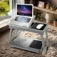 thumbnail image 1 of TeqHome Foldable Lap Desk with Fan and Light Height & Angle Adjustable Laptop Table for Bed and Sofa Grey, 1 of 10