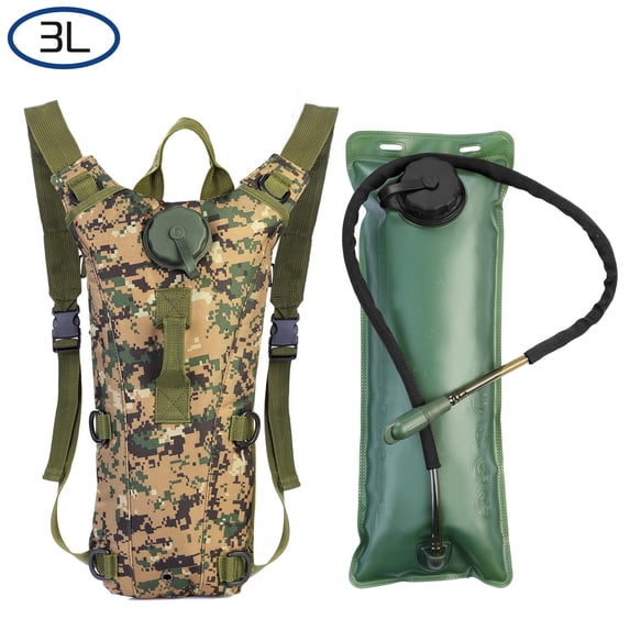 TeqHome Hydration Bladder 3 Liter Water Backpack for Hiking Camping Outdoor Jungle