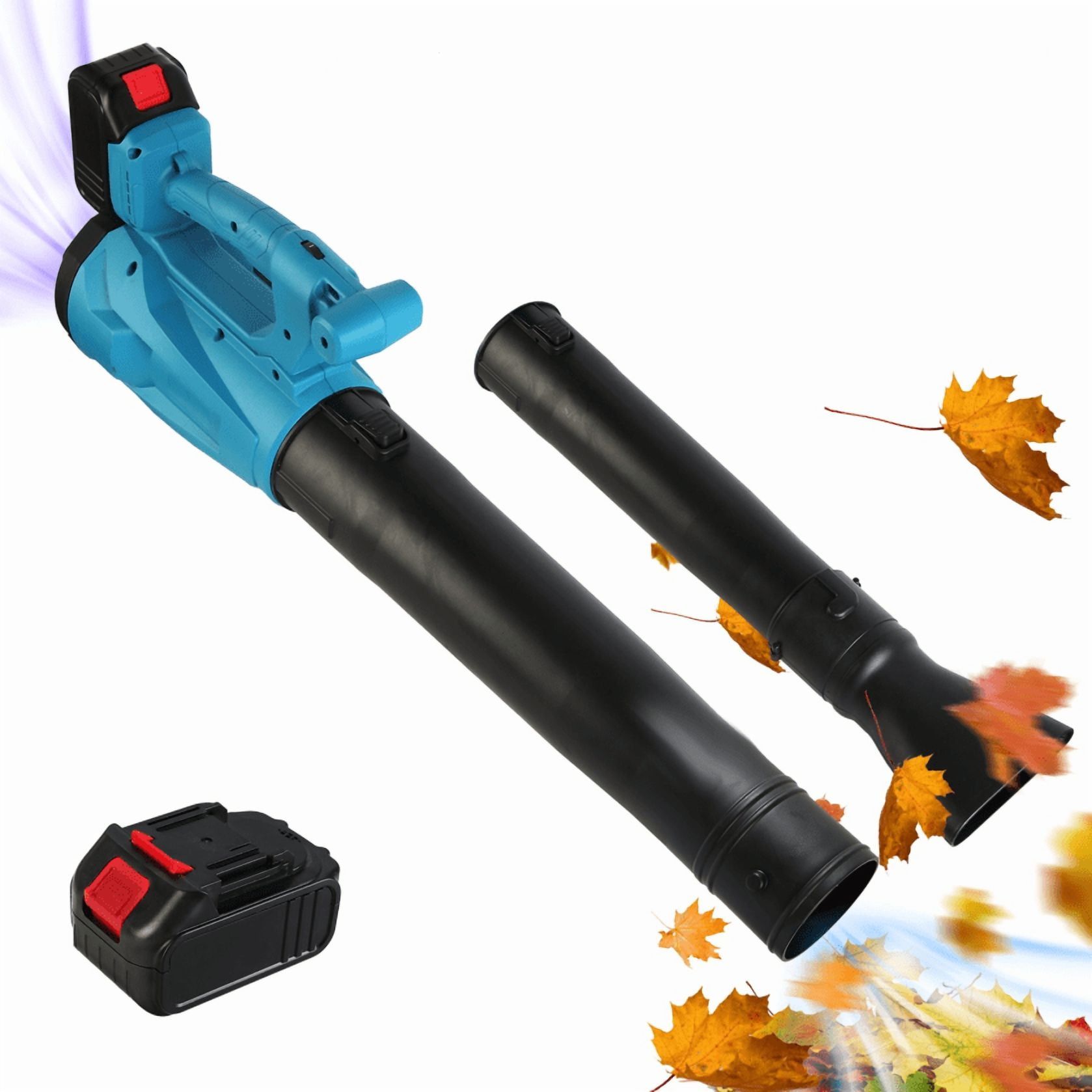 TeqHome Leaf Blower Cordless, 21V Cordless Electric Leaf Blower with 2 2500mAh Batteries Charger 6 Speed Mode for Lawn Care Patio Driveway Blowing Leaves