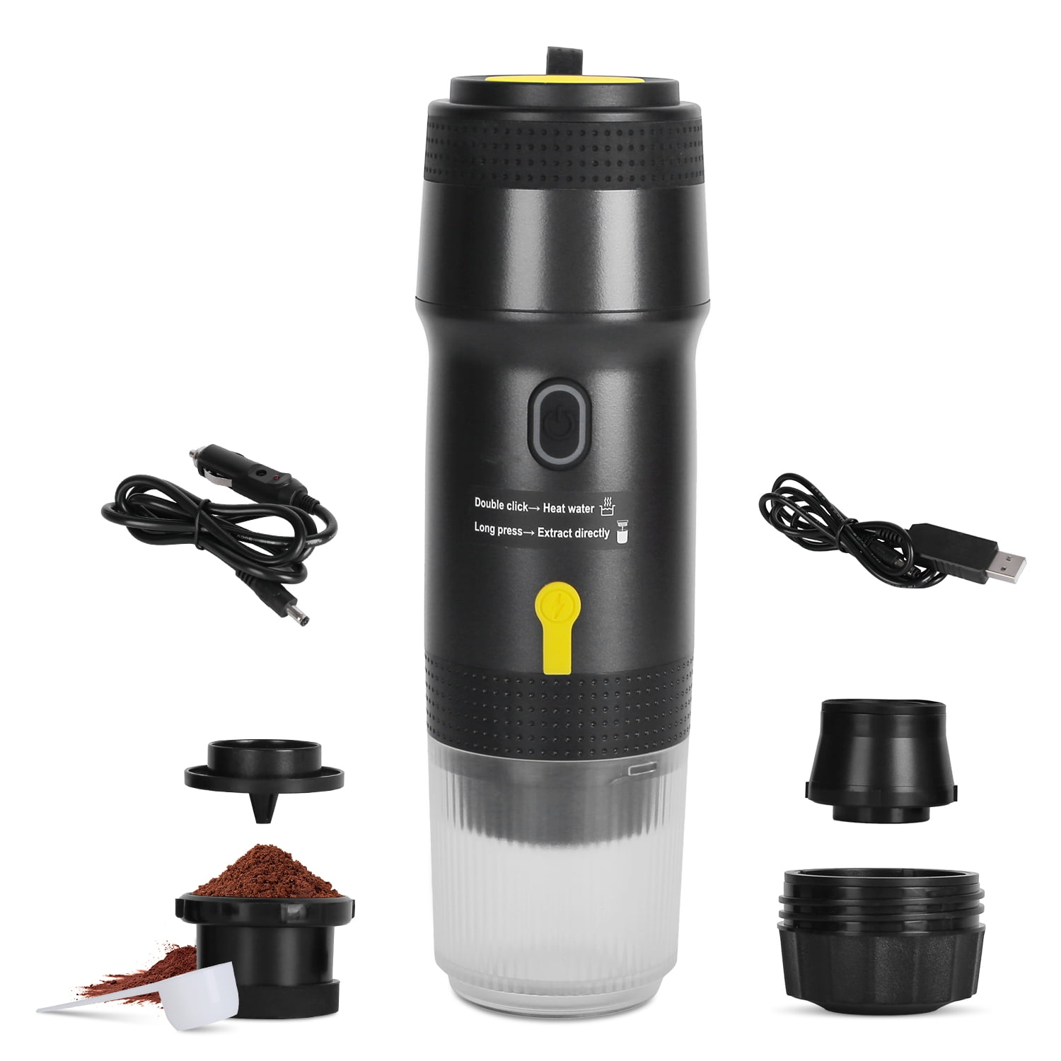 TeqHome Portable Electric Espresso Machine Travel Cordless Coffee Maker Self-Heating for Ground Coffee/NS/DG Capsules for RV Camping Hiking