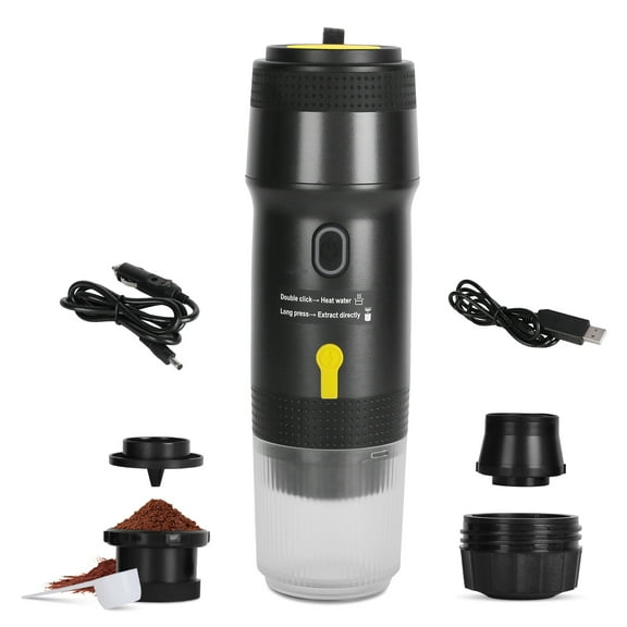 TeqHome Portable Electric Espresso Machine Travel Cordless Coffee Maker Self-Heating for Ground Coffee/NS/DG Capsules for RV Camping Hiking