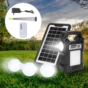 TeqHome Portable Solar Powered Power Station Generator, Dual Way Rechargeable Power Bank with 3 LED Bulbs Flashlight for Outdoor Hiking Camping