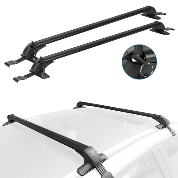 TeqHome Universal Aluminum Car Roof Rack Cross Bars, Adjustable Lockable 165 lbs Max Load for Bare Roof Cars & Trucks