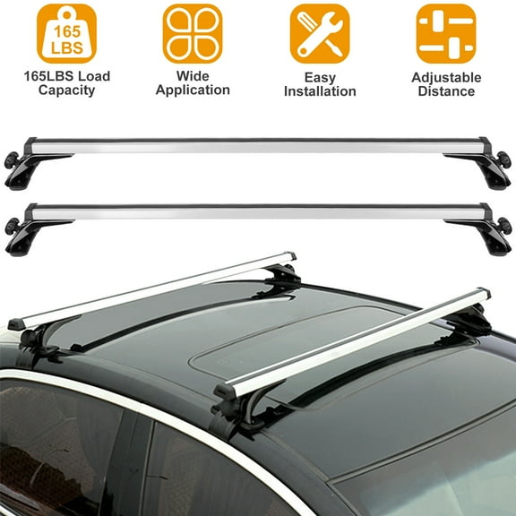 TeqHome Universal Roof Rack Cross Bars 47.24in Aluminum Roof Rack with 165 lbs Load Capacity Luggage Carrier Fit Cars Without Side Rail