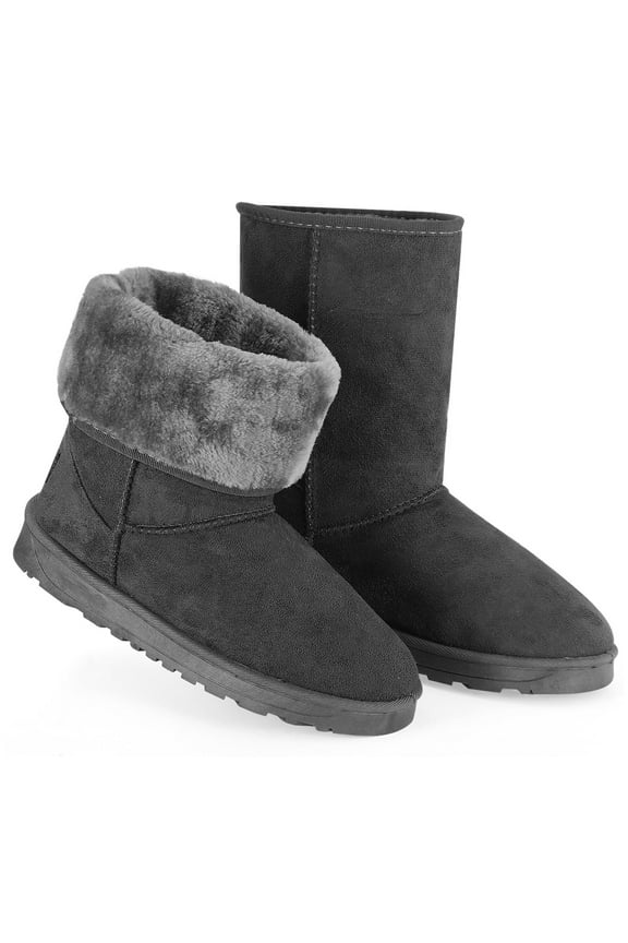 Winter Boots for Women Waterproof Snow Boots with Warm Lining Grey Artificial Suede Mid-Calf Boots for Women - 10