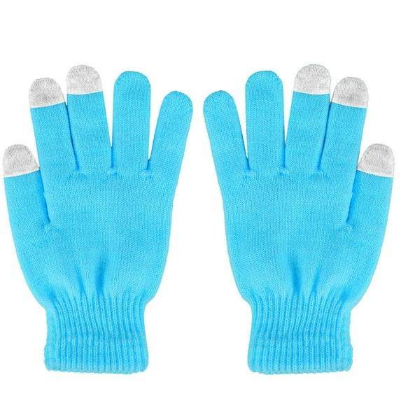 TeqHome Winter Knit Touchscreen Gloves for Women Men, Winter Warm Gloves Windproof Gloves for Winter Outdoor Cycling Skiing Blue