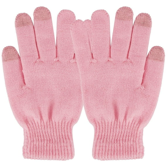 TeqHome Winter Knit Touchscreen Gloves for Women Men, Winter Warm Gloves Windproof Gloves for Winter Outdoor Cycling Skiing Pink